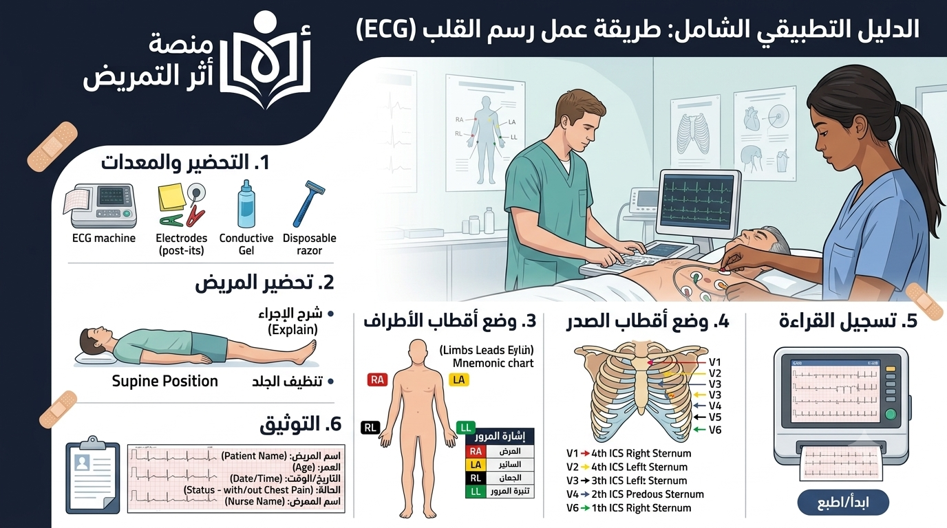الدليل التطبيقي الشامل: طريقة عمل رسم القلب (ECG)